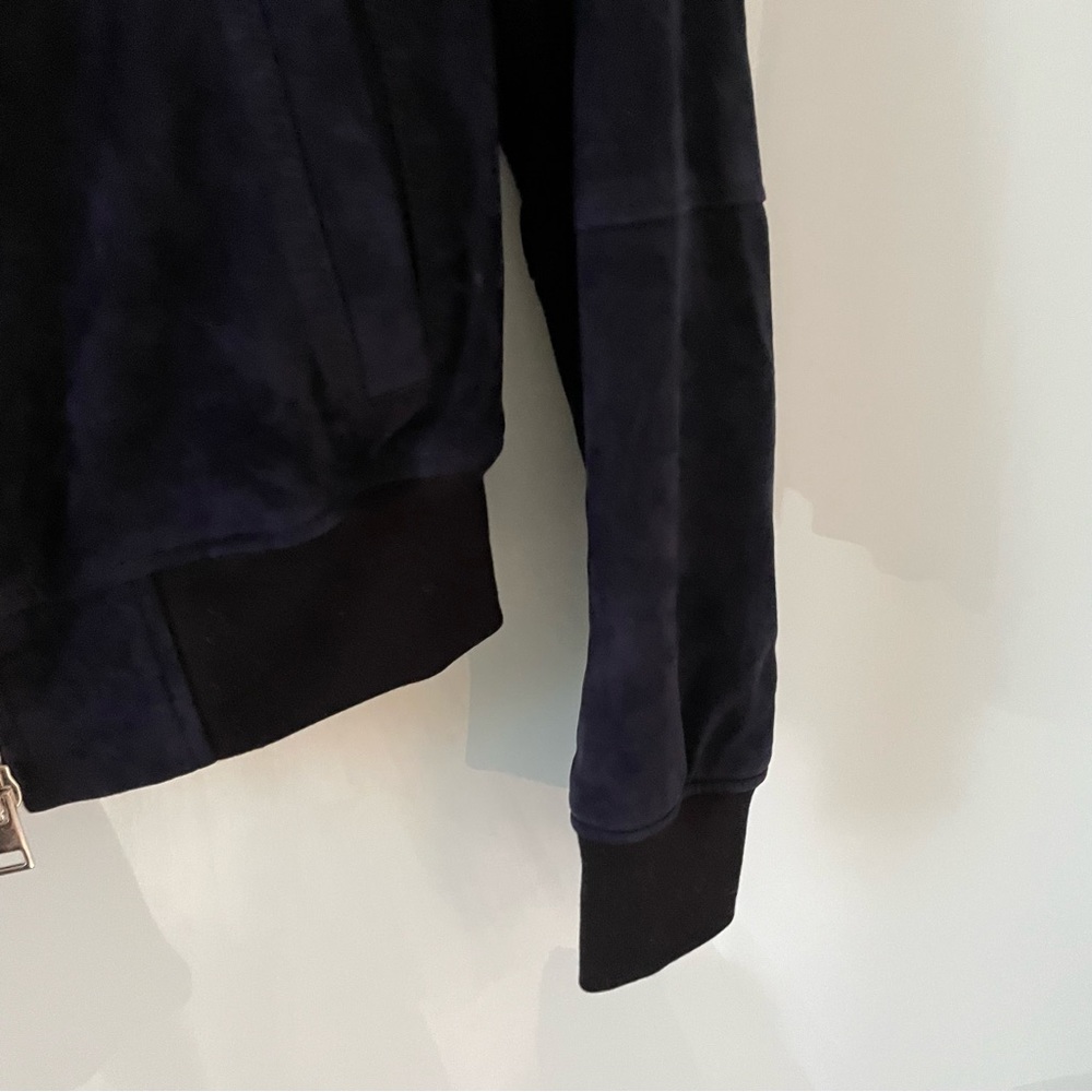 Theory Daryette S Benna Suede Lamb Leather Bomber Jacket Navy Blue Size SP - Picture 11 of 15
